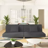 Dvivietė sofa-lova su dvejomis pagalvėmis, pilka, audinys