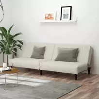 Dvivietė sofa-lova, kreminės spalvos, aksomas