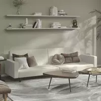 Dvivietė sofa-lova, kreminės spalvos, aksomas