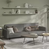 Dvivietė sofa-lova, pilkos spalvos, dirbtinė oda