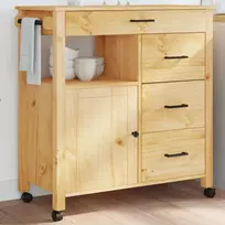 Virtuvės vežimėlis MONZA, 84x40x88,5cm, pušies medienos masyvas