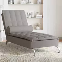 Masažinis poilsio gultas su ilga pagalve, taupe, audinys