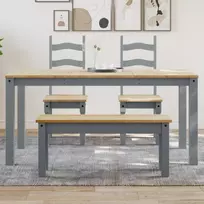 Valgomojo stalas PANAMA, pilkas, 160x80x75cm, pušies masyvas
