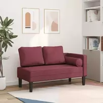 Poilsio sofa su ilga pagalve, raudonojo vyno spalvos, audinys