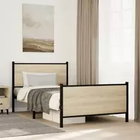 Lovos rėmas be čiužinio, sonoma ąžuolo, 100x190cm, metalas