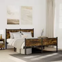 Lovos rėmas be čiužinio, dūminio ąžuolo, 140x200cm, metalas