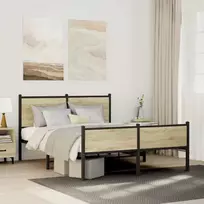 Lovos rėmas be čiužinio, sonoma ąžuolo, 140x200cm, metalas