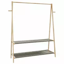 Drabužių kabykla su lentynomis, 132x45,5x150,5cm, bambukas