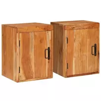 Naktinis staliukas 2 pcs Ruda Solu medžio acacija