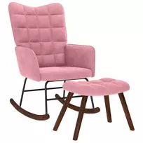 supama kėdė su taburete Pink Velvet