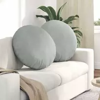 Sėdynių pagalvėlės 2 pcs Šviesiai pilka Ø60 x 21 cm Aksomas
