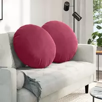 Sėdynių pagalvėlės 2 pcs Vyno raudona Ø60 x 21 cm Aksomas
