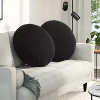 Sėdynių pagalvėlės 2 pcs Juoda Ø60 x 21 cm Aksomas