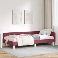 Kampinė lovos konstrukcija Vyno raudona 90 x 190 cm audinys