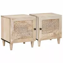 Šalia lovos spintelė 2 pcs Balta 80 x 50 x 40 cm