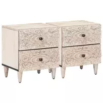 Šalia lovos spintelė su stalčių 2 pcs Balta 40 x 33,5 x 46 cm