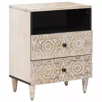 Lovos spintelė Balta 50 x 33 x 60 cm Kietas mango medis