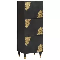 Aukštas spintelė Juoda 40 x 33 x 110 cm Kietas mango medis