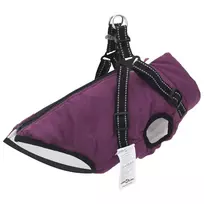 Šunų kailis su diržais, atsparus vandeniui, violetinis, L40