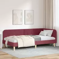 Kampinė lovos konstrukcija Vyno raudona 90 x 190 cm audinys