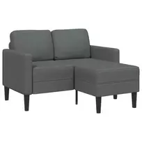 Dvivietė sofa su šezlongu, L formos, tamsiai pilka, 125 cm, audinys