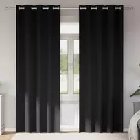 Užuolaidos su žiedais, blokuojančios šviesą 2 pcs Juoda