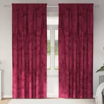 Aksominio tipo užuolaidos 2 pcs Vyno raudona 260 x 140 cm