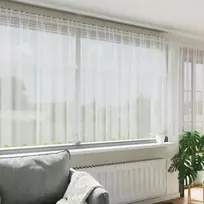 Nėrinių Užuolaida Gėlių Balta 180 x 400 cm Poliesteris