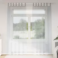 Voile Užuolaida 2 pcs Tamsiai pilka 225 x 140 cm Poliesteris