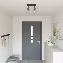 Lubų prožektorius Juoda 33 x 13 x 26 cm Stiklas ir metalas
