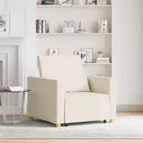 Ištraukiamas sofa-lova vienvietis su ratu Kreminė balta audinys