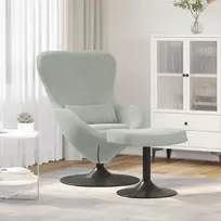 Kiaušinio kėdė su pufu Šviesiai pilka Aksomas