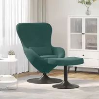 Kiaušinio kėdė su pufu Tamsiai žalia Aksomas