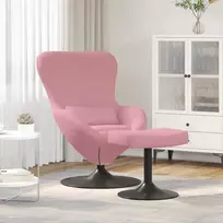 Kiaušinio kėdė su pufu Rožinė Aksomas