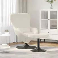 Kiaušinio kėdė su pufu Kreminė Aksomas