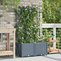 Sodo vazonas 2 pcs Šviesiai Pilka 80 x 40 x 142 cm Plastmasė