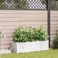 Sodo vazonas 3 pcs Baltas 120 x 40 x 37,5 cm Plastmasė