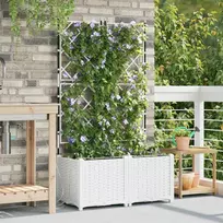 Sodo vazonas 2 pcs Baltas 80 x 40 x 142 cm Plastmasė