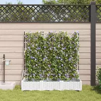 Sodo vazonas 3 pcs Baltas 120 x 40 x 126 cm Plastmasė