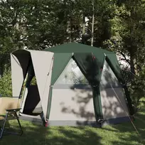 Kempingo palapinė 3 asmenims Žalia ir balta 320 x 320 x 203 cm