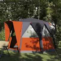 Kempingo palapinė 3 asmenims su stogu Pilka ir oranžinė