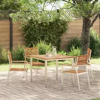 Sodo Kėdė 4 pcs Standus teisinis medis ir nerūdijantis plienas