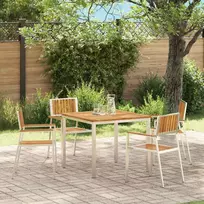 Sodo Kėdė 4 pcs Kietas akacijos medis ir nerūdijančio plieno