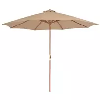 Lauko skėtis nuo saulės su mediniu stulpu, taupe spalvos, 300cm