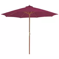 Lauko skėtis nuo saulės su mediniu stulpu, raudonas, 300cm