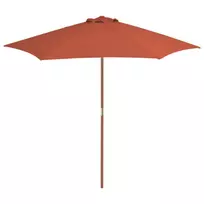 Lauko skėtis nuo saulės su mediniu stulpu, terakota, 270cm