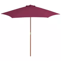 Lauko skėtis nuo saulės su mediniu stulpu, raudonas, 270cm