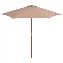 Lauko skėtis nuo saulės su mediniu stulpu, taupe, 270cm