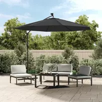 Gembinis skėtis su LED ir plieniniu stulpu, antracito, 300cm