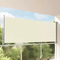 Ištraukiama šoninė kiemo pertvara, kreminės spalvos, 140x300cm